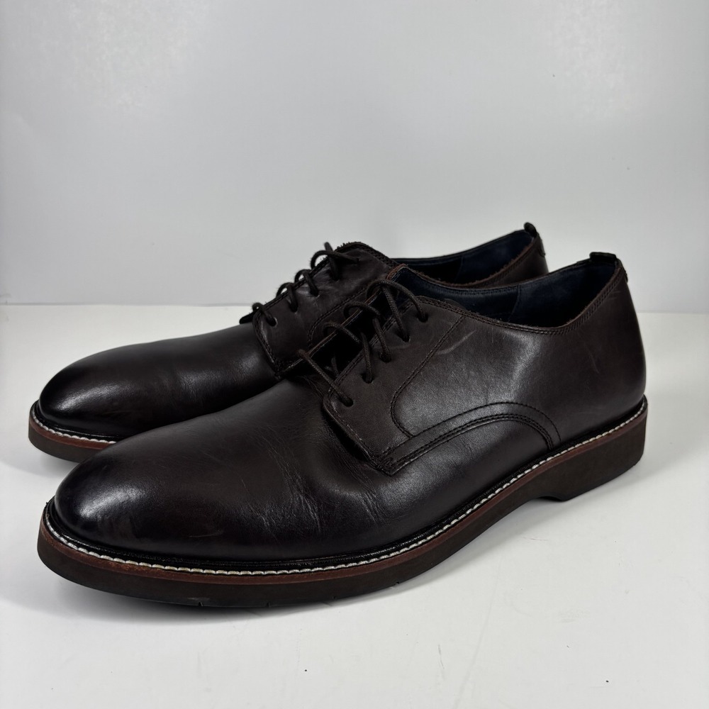 Cole Haan Morris Men's US 14M Java Brown Leather Plain Toe Oxford Shoes C30692